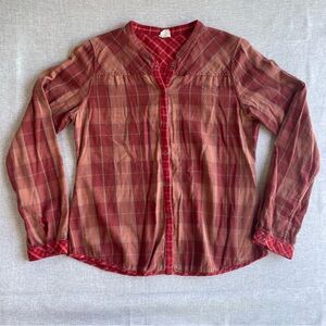 Royal Robins Flannel Shirt Women’s Size Large Snap Button Reversible Orange Red